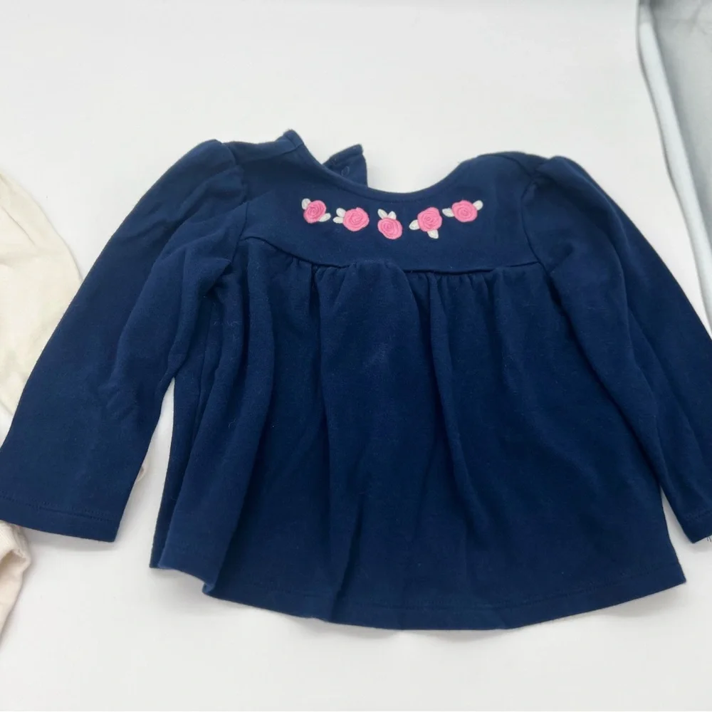 Gymboree Baby Girls Bunny Long Sleeve jumpsuit and Blue Floral Shirt 18-24 M